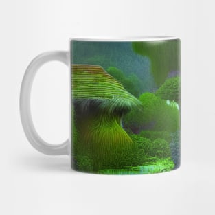 Digital Painting Scene Of a Lake Between Many Plants,  Scenery Nature Mug